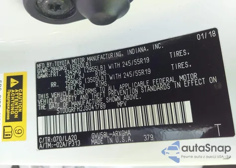 2018 Toyota Highlander Hybrid Limited Platinum из США, поврежденный, VIN 5TDDGRFH2JS041789